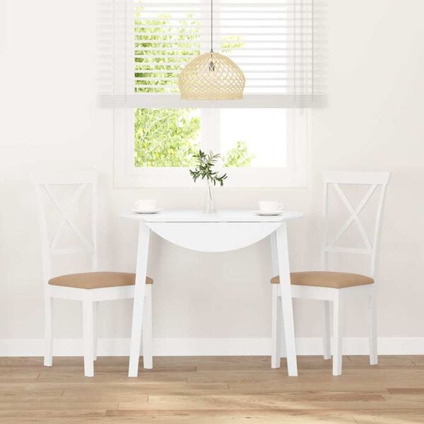vidaXL Sillas de comedor con cojines 2uds madera maciza blanco caucho