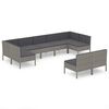 vidaXL Set de muebles de jard&iacute;n 9 pzas y cojines rat&aacute;n sint&eacute;tico gris