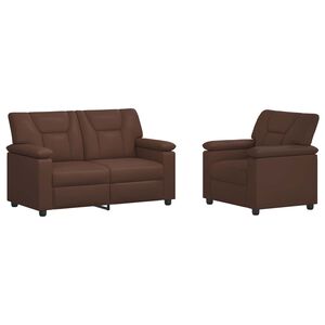 vidaXL Juego de Sof&aacute; 2 pcs Marr&oacute;n Cuero sint&eacute;tico