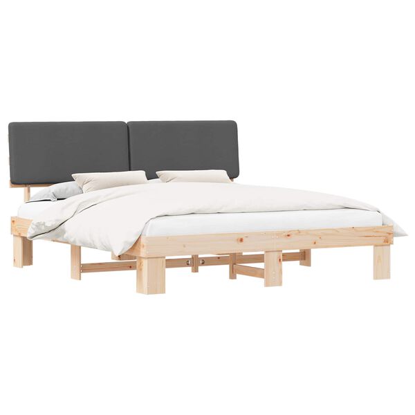 vidaXL Estructura de Cama con Cabecera Tapizada Gris oscuro