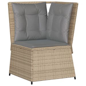 vidaXL Sill&oacute;n de esquina de jard&iacute;n con cojines rat&aacute;n sint&eacute;tico beige