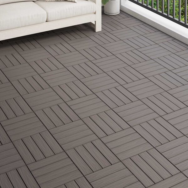 vidaXL Tile de Decking Dise&ntilde;o 3D 11 pcs Marr&oacute;n Oscuro 30 x 30 cm WPC