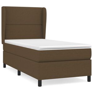 vidaXL Cama box spring con colch&oacute;n tela marr&oacute;n oscuro 90x190 cm