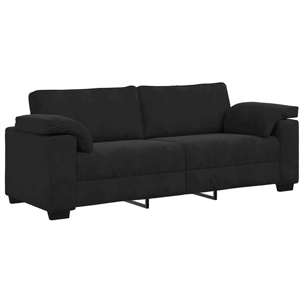 vidaXL Sof&aacute; de 3 plazas terciopelo negro 220x77x82 cm