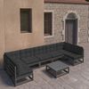 vidaXL Set de muebles de jard&iacute;n 8 pzas con cojines madera pino negro