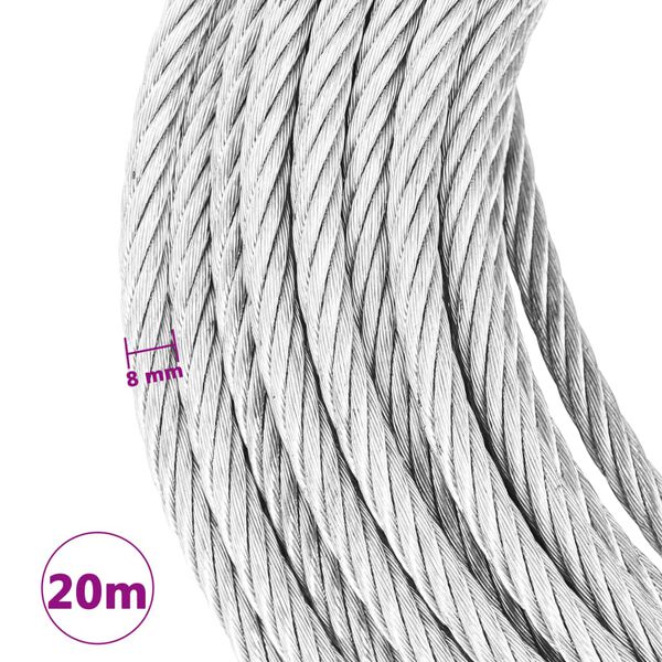 vidaXL Cuerda de cable 800 kg 20 m