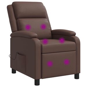 vidaXL Silla de masajes reclinable Marr&oacute;n Cuero sint&eacute;tico