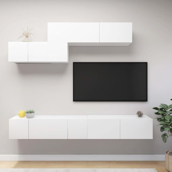 vidaXL Set de muebles de sal&oacute;n TV 6 piezas madera de ingenier&iacute;a blanco