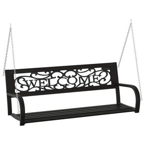 vidaXL Banco balanc&iacute;n de jard&iacute;n 125 cm acero y pl&aacute;stico negro