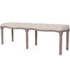 vidaXL Banco de madera maciza y lino blanco crema 150x40x48 cm