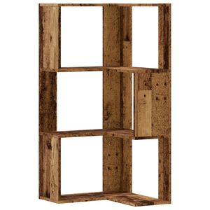 vidaXL Estanter&iacute;a de esquina 3 niveles madera envejecida 50x50x102 cm