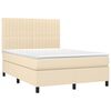 vidaXL Cama box spring colch&oacute;n y luces LED tela crema 140x200 cm
