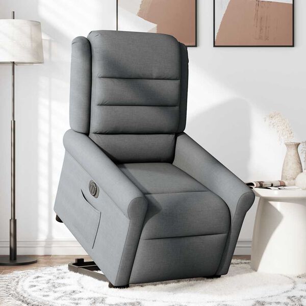 vidaXL Sill&oacute;n el&eacute;ctrico reclinable elevable de tela gris oscuro