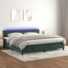 vidaXL Cama box spring colch&oacute;n y LED terciopelo verde oscuro 200x200cm