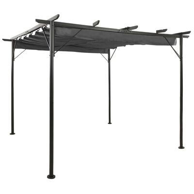 vidaXL Pérgola con tejado retráctil acero gris antracita 3x3m 180 g/m²