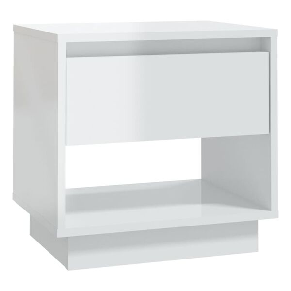 vidaXL Mesita de noche madera contrachapada blanco brillo 45x34x44 cm
