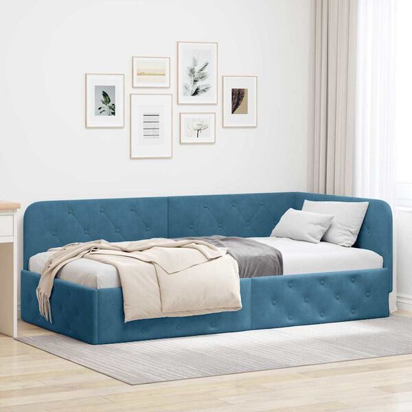 vidaXL Estructura de cama en esquina Azul 100 x 200 cm Terciopelo