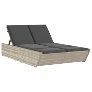 vidaXL Tumbona doble con cojines rat&aacute;n sint&eacute;tico gris claro