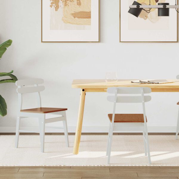 vidaXL Silla de comedor 2 pcs y Natural Madera de Caucho S&oacute;lido