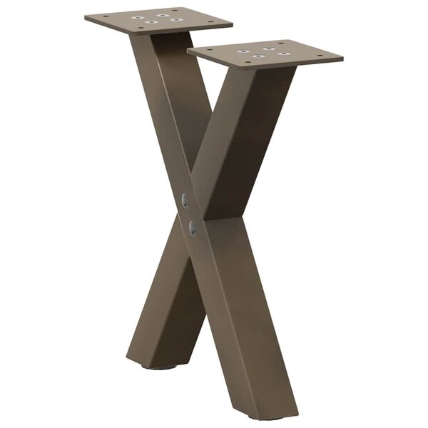 vidaXL Patas para mesa de centro en forma de X (2 unidades, acero natural, 30 x 30-31 cm)