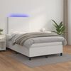 vidaXL Cama box spring colch&oacute;n y LED cuero sint&eacute;tico blanco 120x200 cm