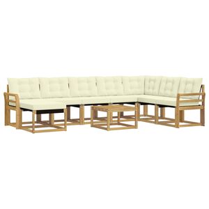 vidaXL Conjunto de sof&aacute;s de exterior 9 uds. Blanco y Crema