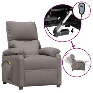 vidaXL Sill&oacute;n de masaje el&eacute;ctrico tela gris taup&eacute;