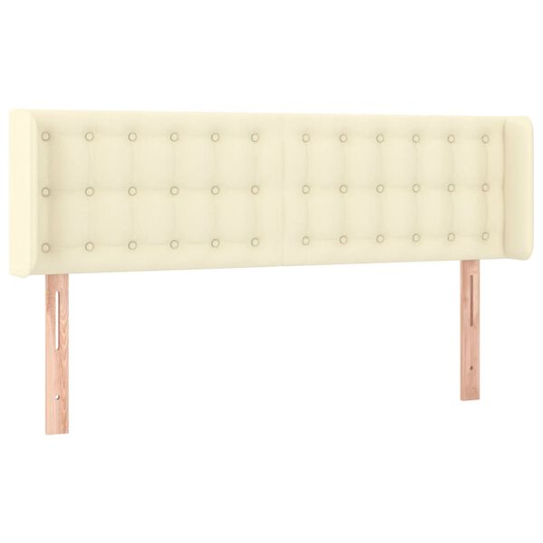 vidaXL Cabecero con LED cuero sint&eacute;tico crema 147x16x78/88 cm