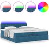 vidaXL Cama otomana con colchones y luces LED azul oscuro 200x200 cm