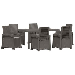 vidaXL Conjunto de Comedor de Jard&iacute;n 7 uds. Gris Claro PP