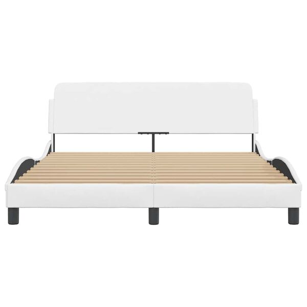 vidaXL Estructura de cama Dover cuero sint&eacute;tico blanco 160x200cm