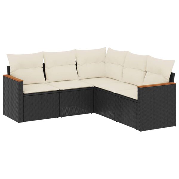 vidaXL Set de muebles de jardín 5 pzas y cojines ratán sintético negro