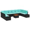 vidaXL Conjunto de sof&aacute; de jard&iacute;n 11 uds. Negro y turquesa