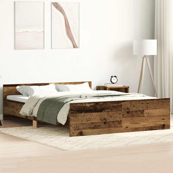 vidaXL Estructura de cama sin colch&oacute;n madera antigua 140x190 cm