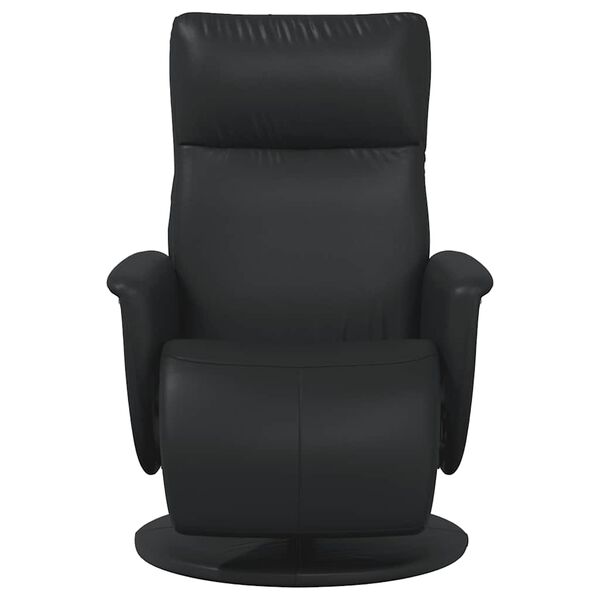 vidaXL Sill&oacute;n reclinable con reposapi&eacute;s cuero sint&eacute;tico negro