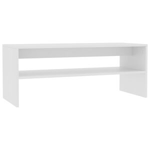 vidaXL Mesa de centro de madera contrachapada blanco 100x40x40 cm