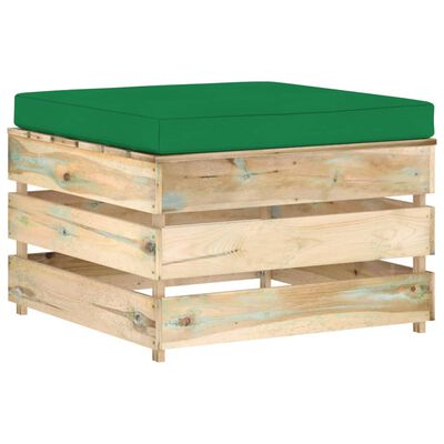 vidaXL Muebles de jardín 3 piezas con cojines madera impregnada verde