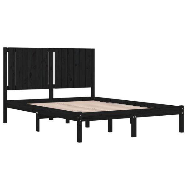 vidaXL Estructura de cama de madera maciza de pino negra 140x190 cm