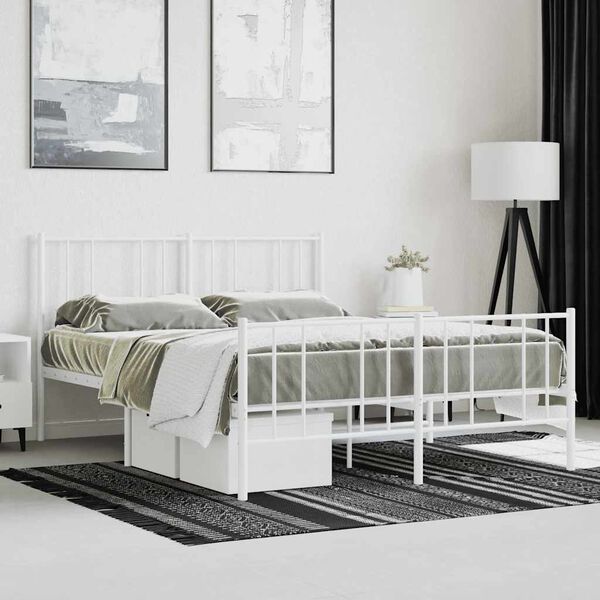 vidaXL Estructura cama sin colch&oacute;n con estribo metal blanco 160x200 cm