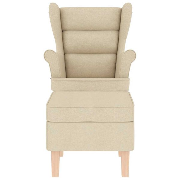 vidaXL Sill&oacute;n mecedora con taburete tela color crema