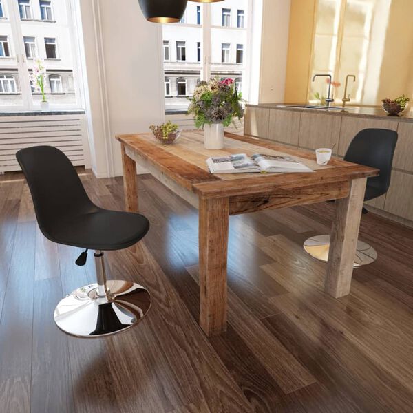 vidaXL Sillas de comedor giratorias 2 unidades cuero sint&eacute;tico negro