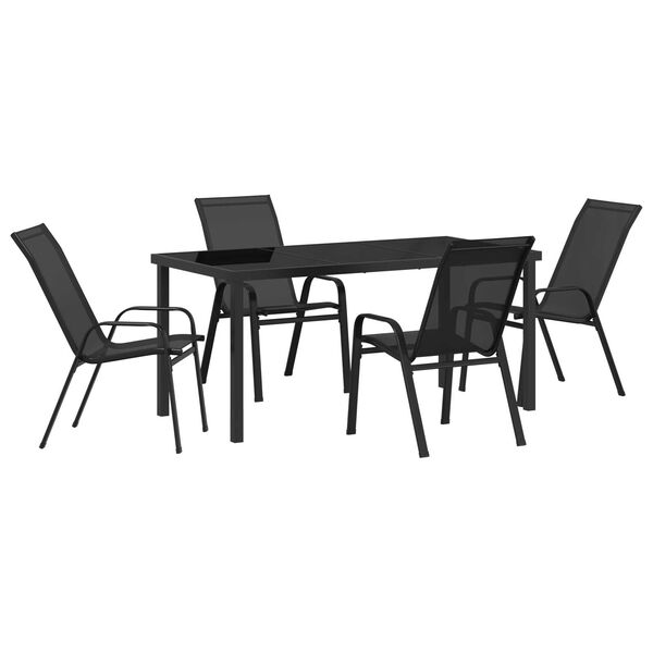 vidaXL Conjunto de Comedor de Jard&iacute;n 5 pcs Negro