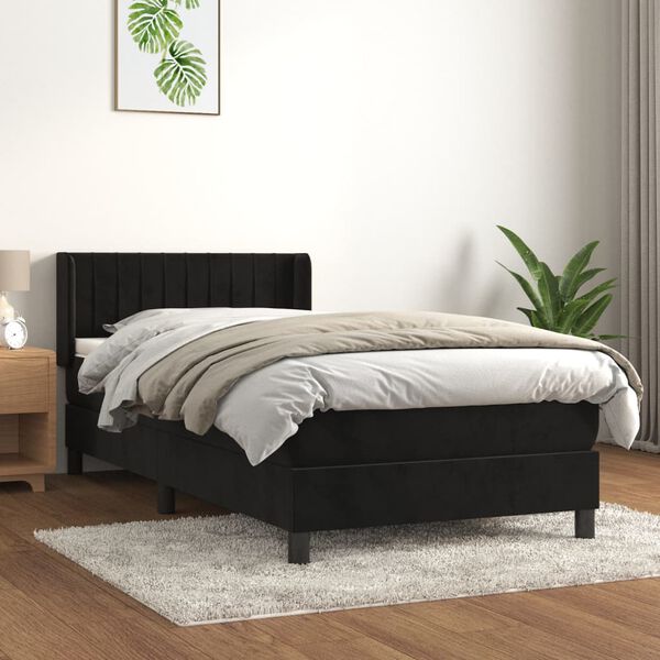 vidaXL Cama box spring con colch&oacute;n terciopelo negro 100x200 cm