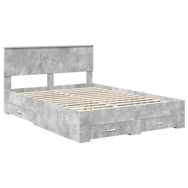 vidaXL Estructura de cama con cabecera Gris Concreto 140 x 200 cm