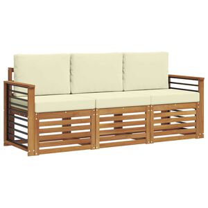 vidaXL Juegos de sof&aacute;s 3 pcs Natural y Crema Madera de Acacia S&oacute;lida