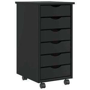 vidaXL Cajonera con ruedas MOSS madera maciza de pino negro