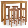 vidaXL Mesa y taburetes altos de jard&iacute;n 5 pzas madera maciza acacia