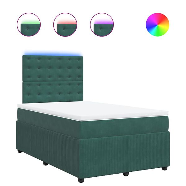 vidaXL Cama box spring con colch&oacute;n terciopelo verde oscuro 120x190 cm