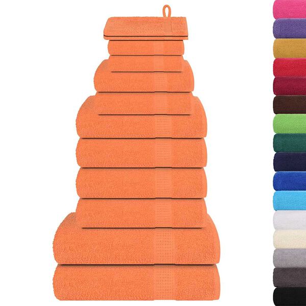 vidaXL Juego de toallas 12 piezas 100% algod&oacute;n naranja 360 gsm