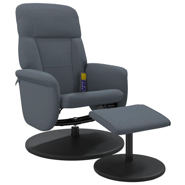 vidaXL Sill&oacute;n reclinable masaje con reposapi&eacute;s terciopelo gris oscuro